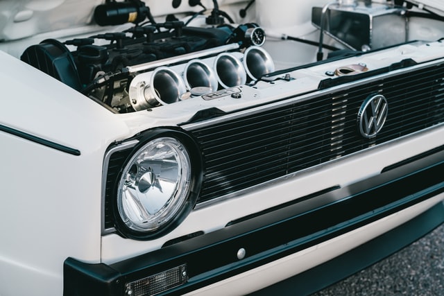 Photo of white Volskwagen Golf MK engine